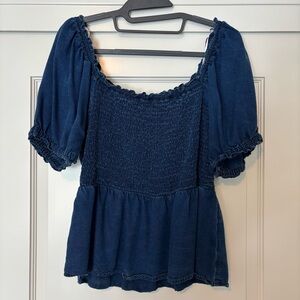 OLD NAVY Smocked Chambray Puff-Sleeve
Blouse